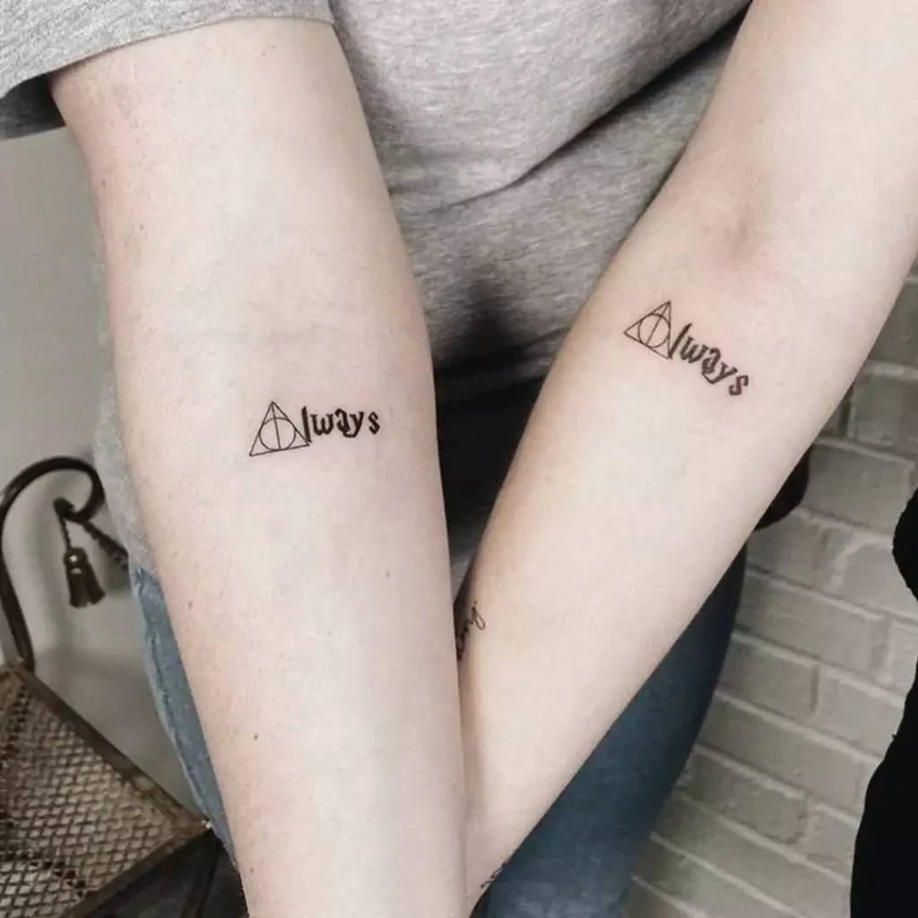 Always matching tattoos for friends in Harry Potter Style