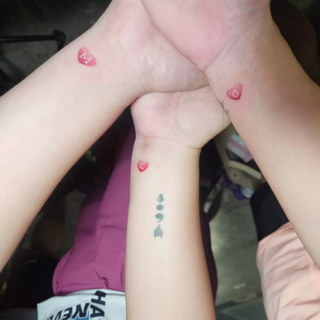 Letter style tattoos for friends