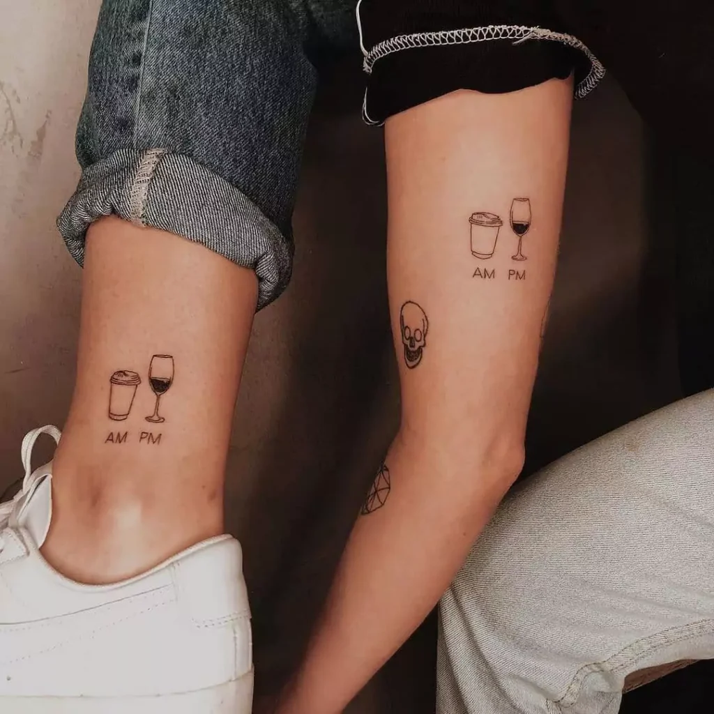Matching AM PM best friends tattoo