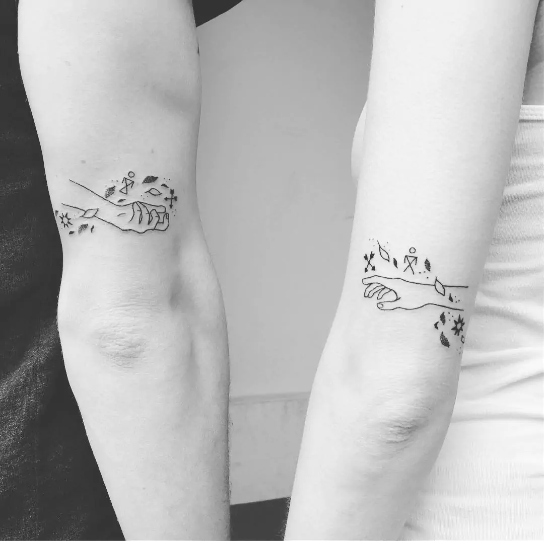 Matching Line Art tattoos for best friends