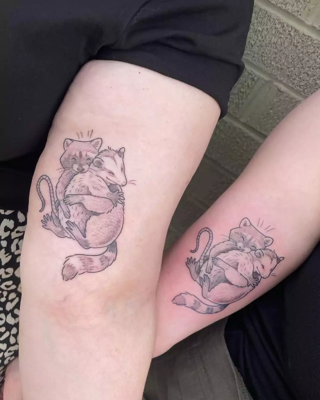 Matching Raccoon BFF tattoos