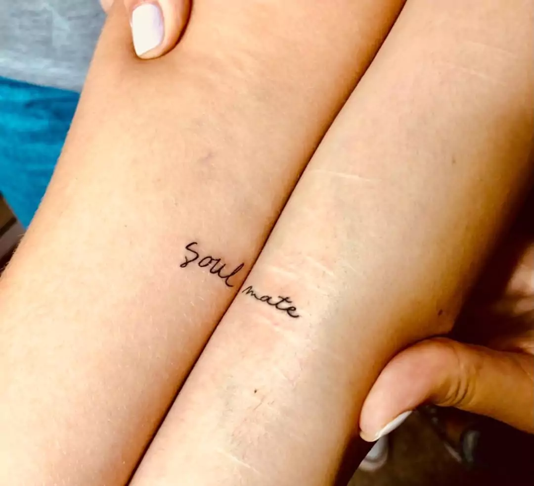 Matching Soulmate tattoos for friends