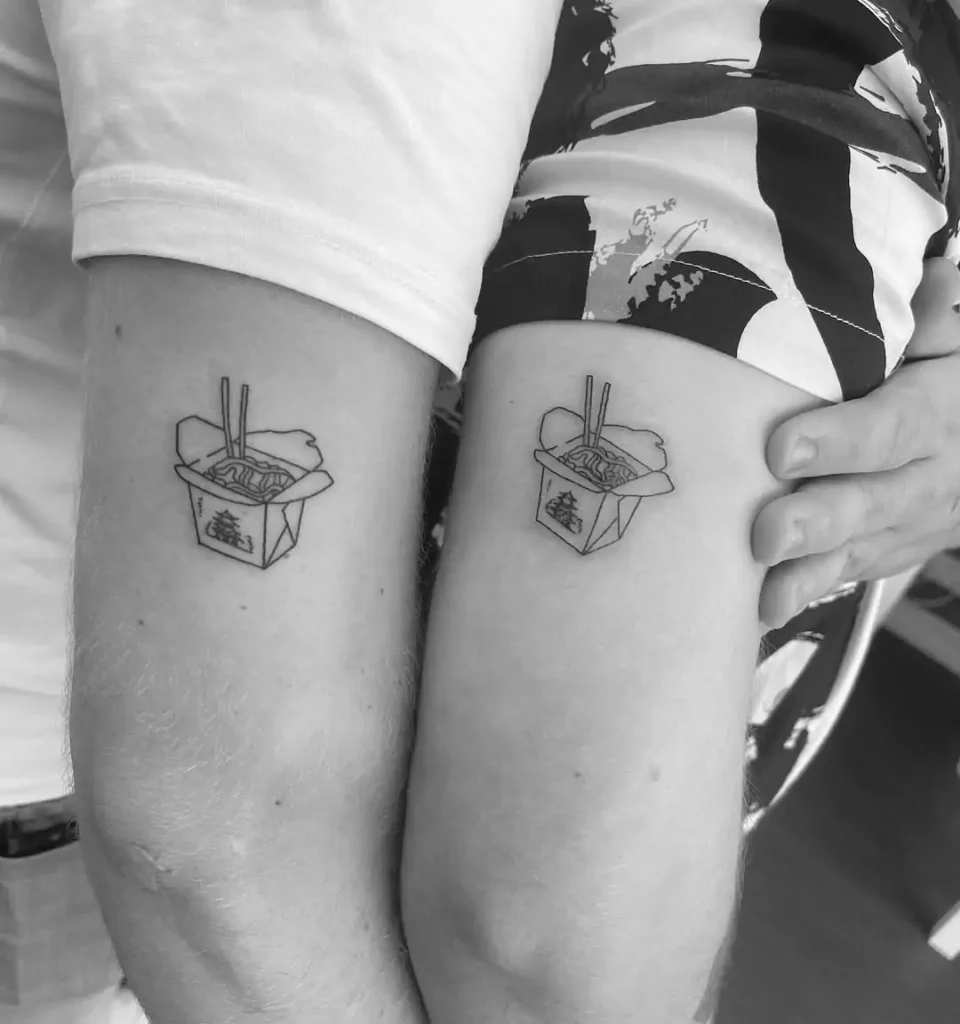 Matching noodles tattoo