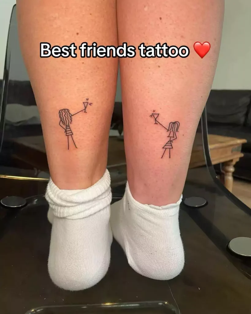 Matching tattoos for best friends on the leg