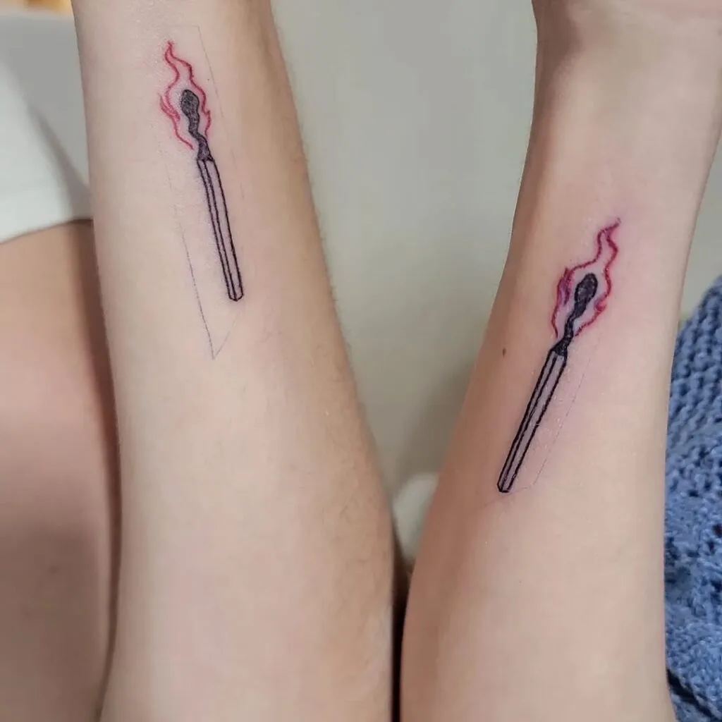 Matchstick matching tattoo for best friends
